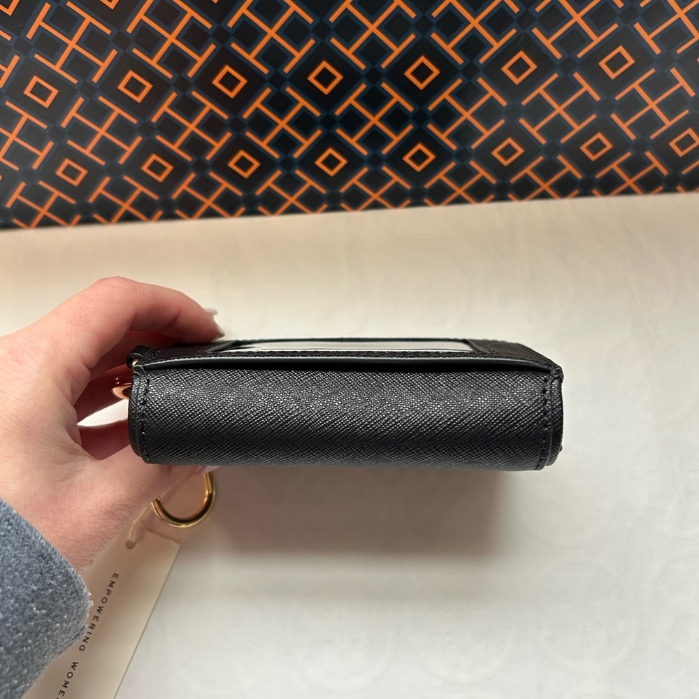 Tory Burch Black Saffiano Leather Key & Card Holder with Gold Hardware - Picture 6 of 10
